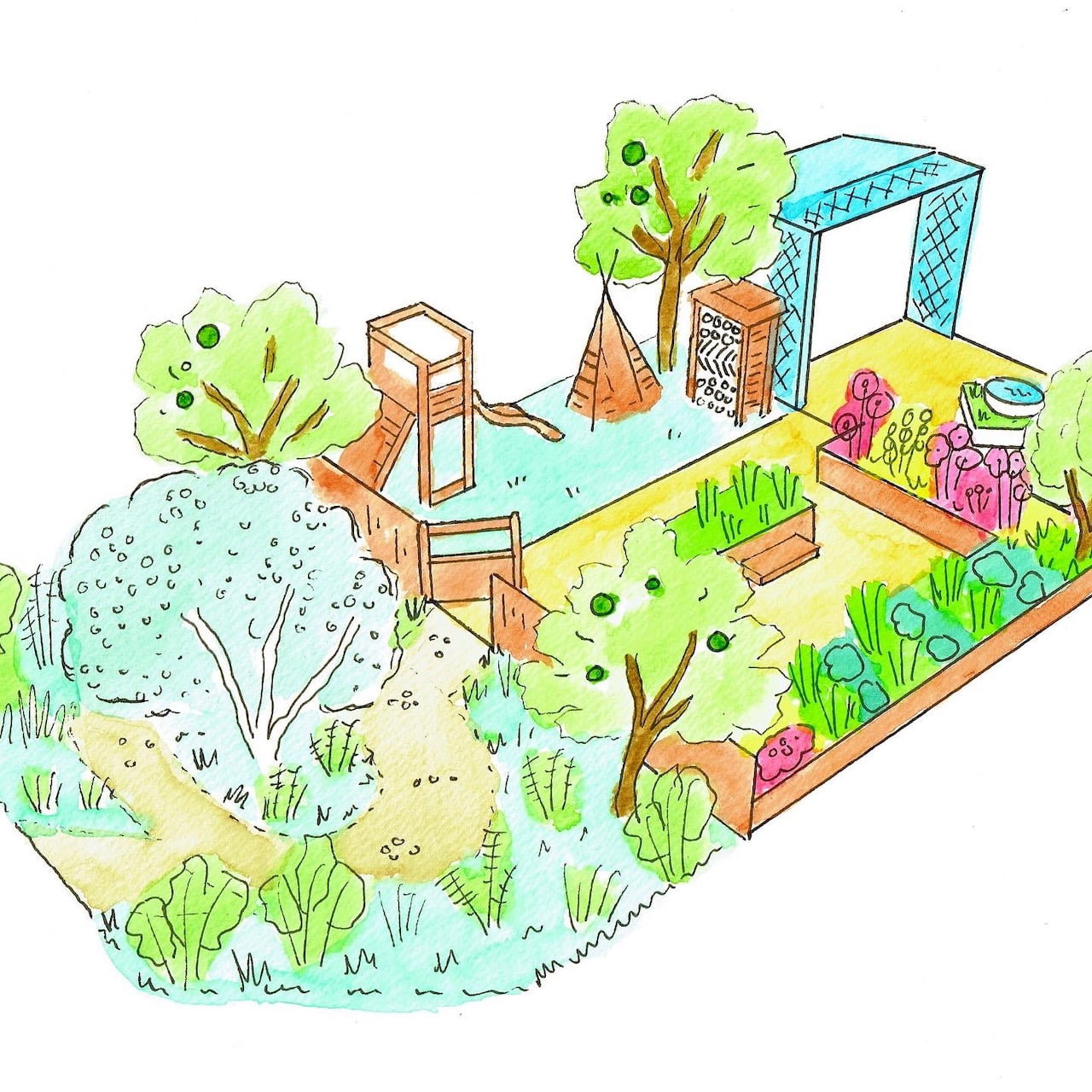 Top more than 80 beautiful garden drawing easy - xkldase.edu.vn