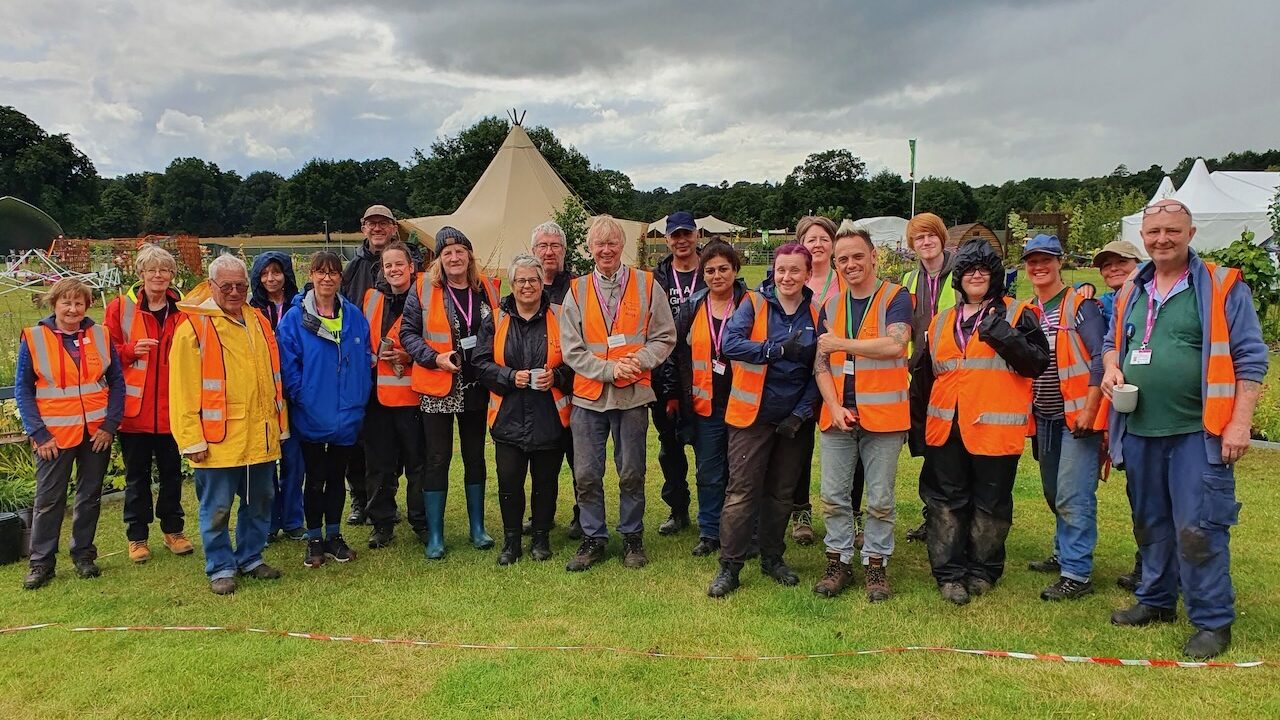 The volunteers in Lee Burkhills show garden at RHS Tatton 2023